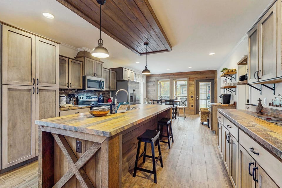 Culinary adventures await in a stylish space with modern amenities and rustic flair!