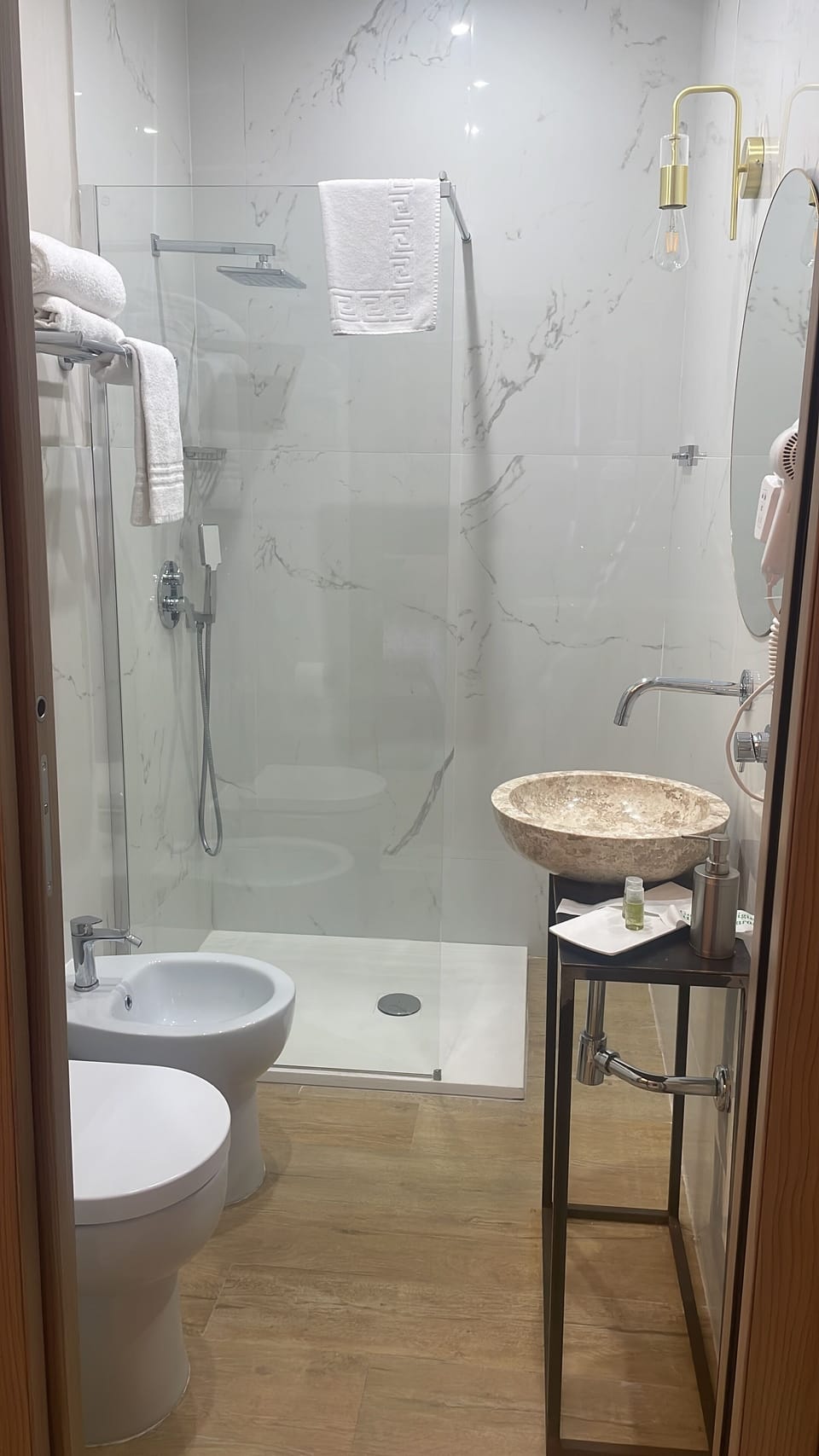 Double Room, Garden View | Bathroom | Hair dryer, slippers, towels, soap