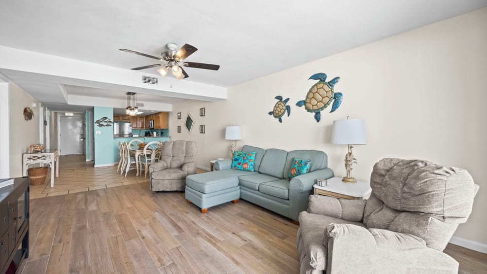 Romar Tower 5C - Spacious open layout flowing from the living and dining areas into the kitchen.