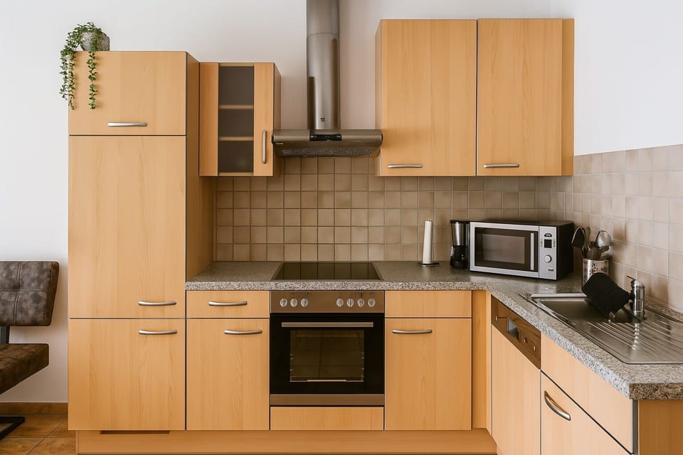 Family Apartment | Private kitchen | Full-size fridge, microwave, oven, stovetop