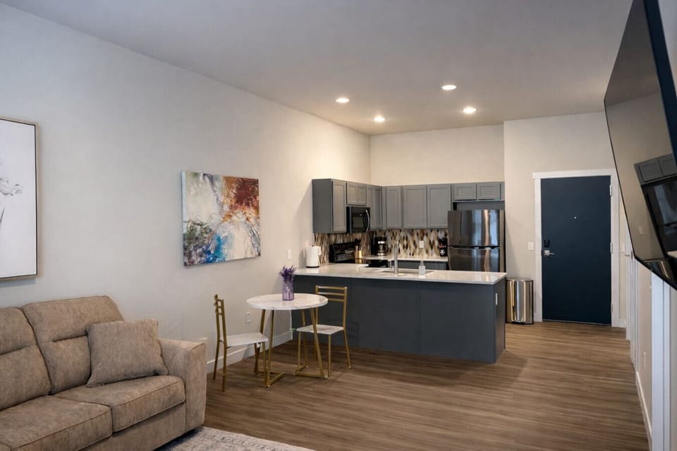 Living Room, Dining & Kitchen