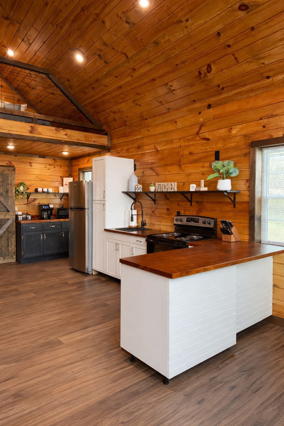 New Kitchen with butcher block island and fully stocked!