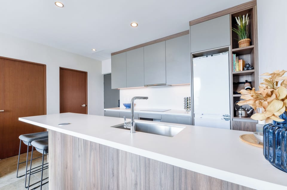 Business Suite, Balcony, City View | Private kitchen | Griddle, cleaning supplies