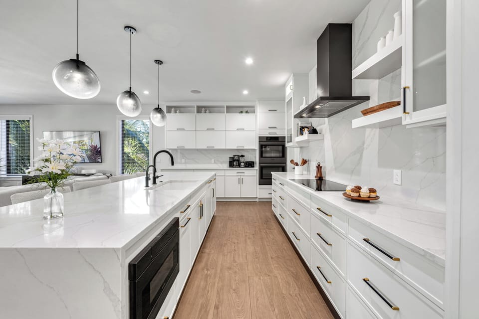 High end appliances support everything from quick breakfasts to family dinners.