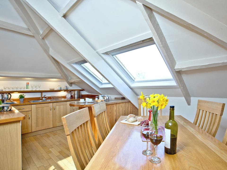 Inviting dining area | Coombery Loft - Tuckenhay Mill, Bow Creek, between Dartmouth and Totnes