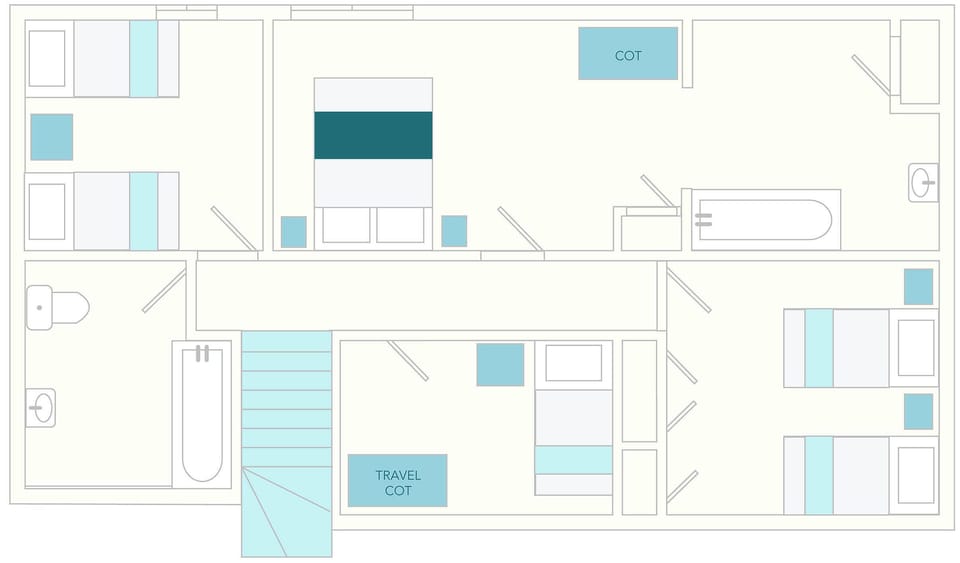 3 Salle Cottage Floor Plan - First Floor | Tuckenhay Mill - 3 Salle Cottage, Bow Creek, between Dartmouth and Totnes