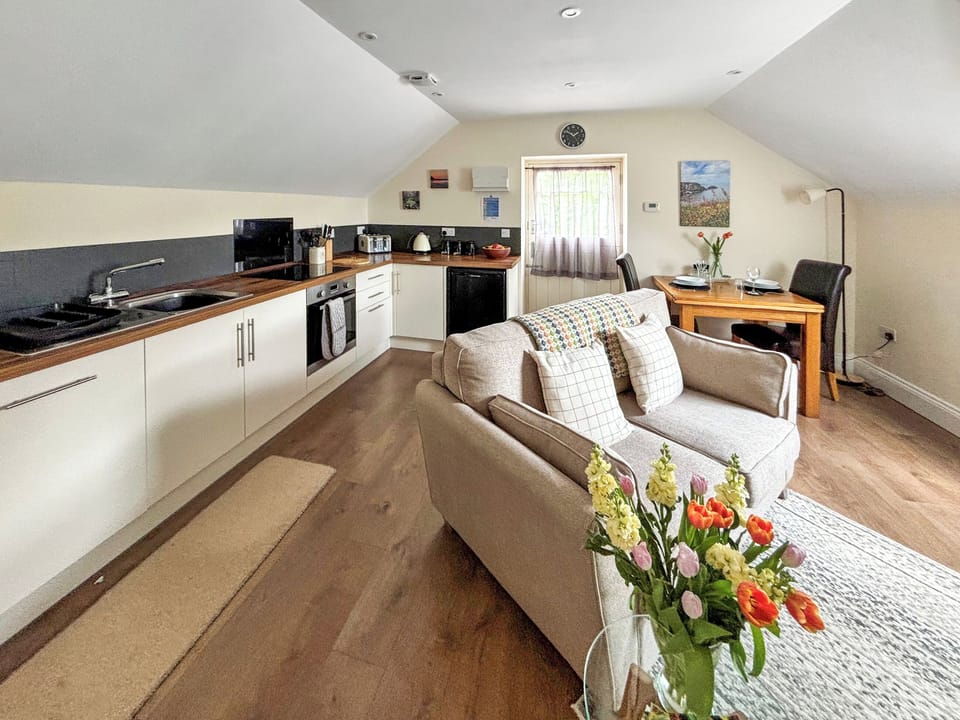 Open plan living space | The Hayloft - Glanpwlldu Holidays, Boncath