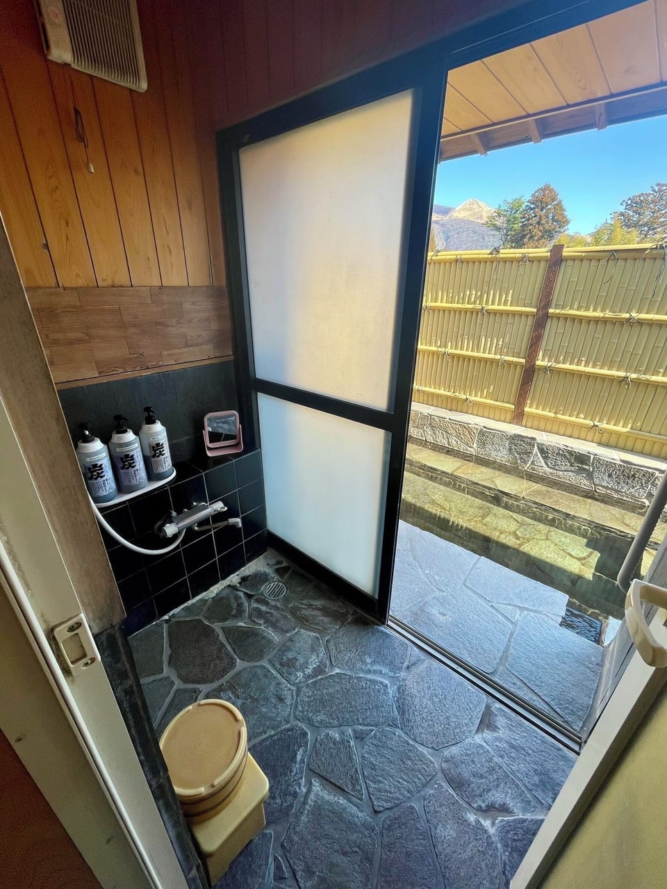 Annex, Non Smoking - Japanese-Style Room with Open-Air Bath, Mikazuki, Mangetsu | Bathroom | Hair dryer, towels, toilet paper