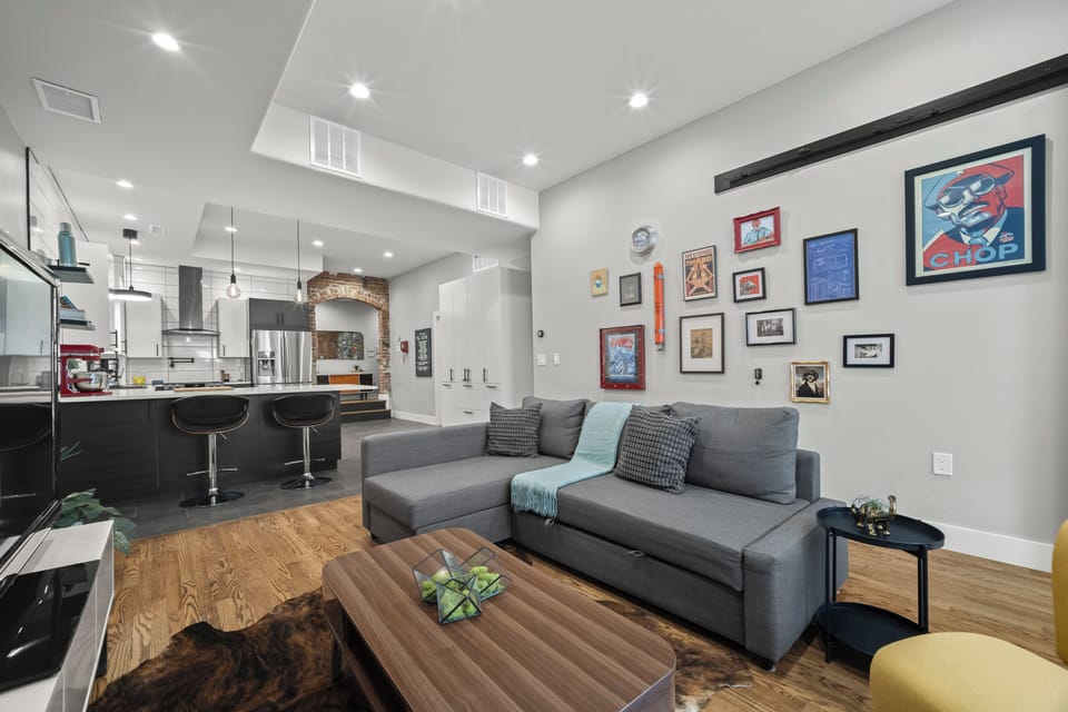 Open dining and living space designed for shared meals and connection.