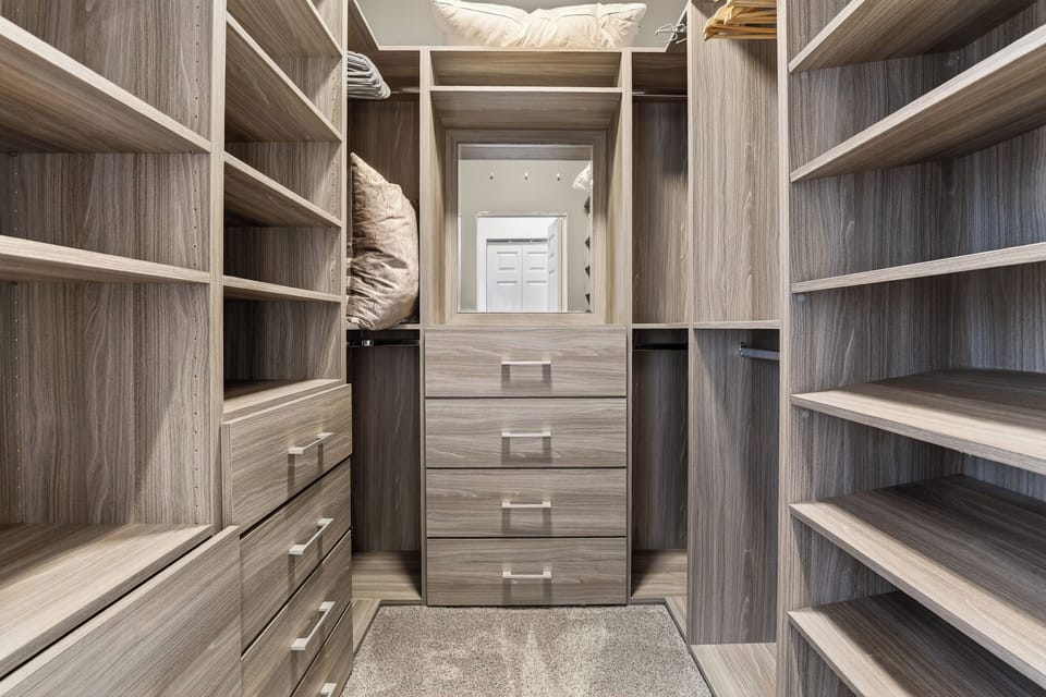 Large closet in the primary bedroom.