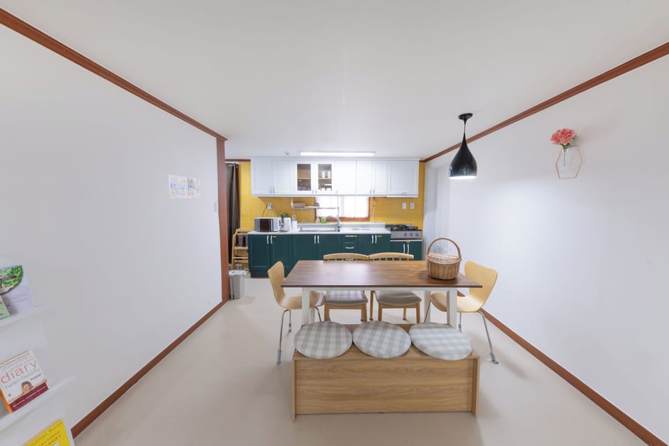 Family Bungalow, Kitchen, Garden View | Private kitchen | Full-size fridge, microwave, stovetop, espresso maker