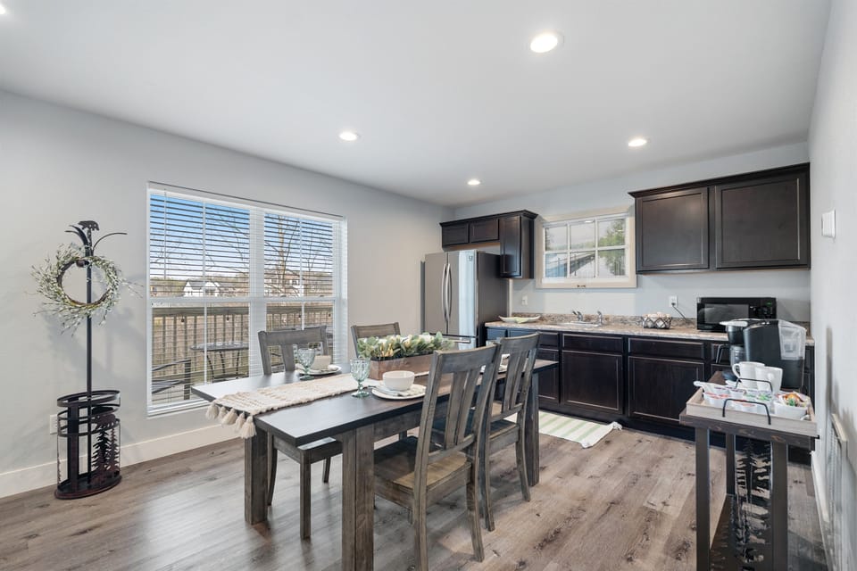 “Fully equipped kitchen with modern appliances, ample counter space, and everything needed to cook real meals. Save money, stay in, and enjoy the convenience of a layout designed for actual use—not just looks.”