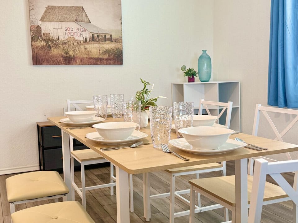 Create unforgettable meals in this beautifully designed, fully equipped kitchen. Gather your group to savor delightful dining experiences in the elegant dining area.