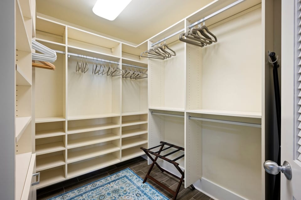 Large walk-in closet and storage in Master bedroom