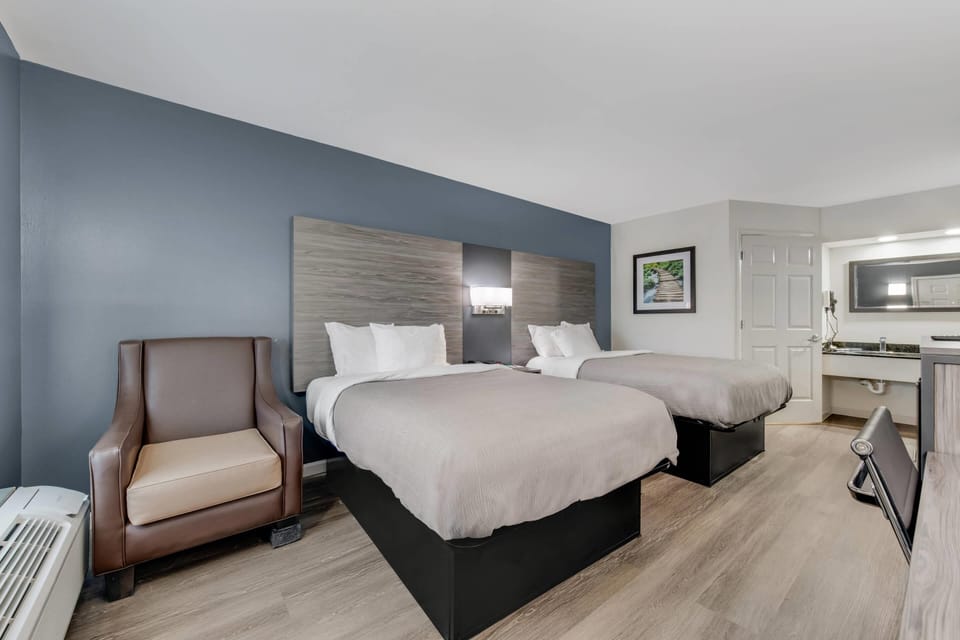 Standard Double Room, 2 Double Beds, Non Smoking | Pillowtop beds, desk, blackout drapes, iron/ironing board