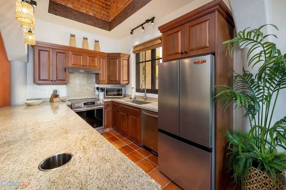 Fully equipped kitchen 
AC