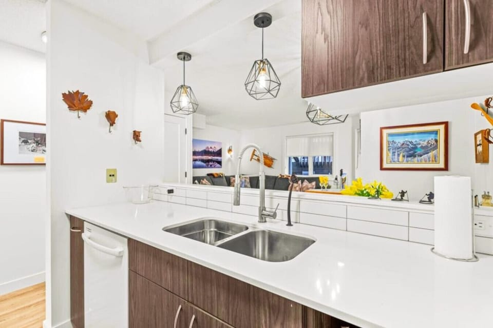 The compact, yet functional kitchen is perfect for hassle-free meal preparation.
