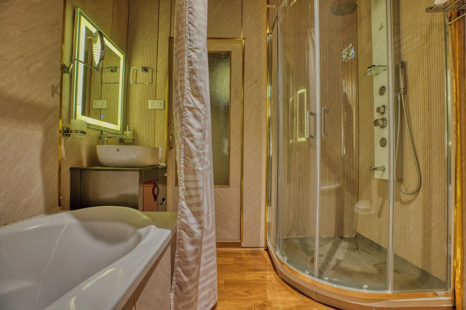 Deluxe Double Room | Bathroom | Separate tub and shower, free toiletries, hair dryer (on request)