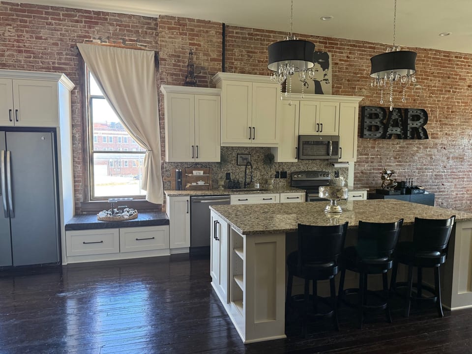 Kitchen with seating and all amenities