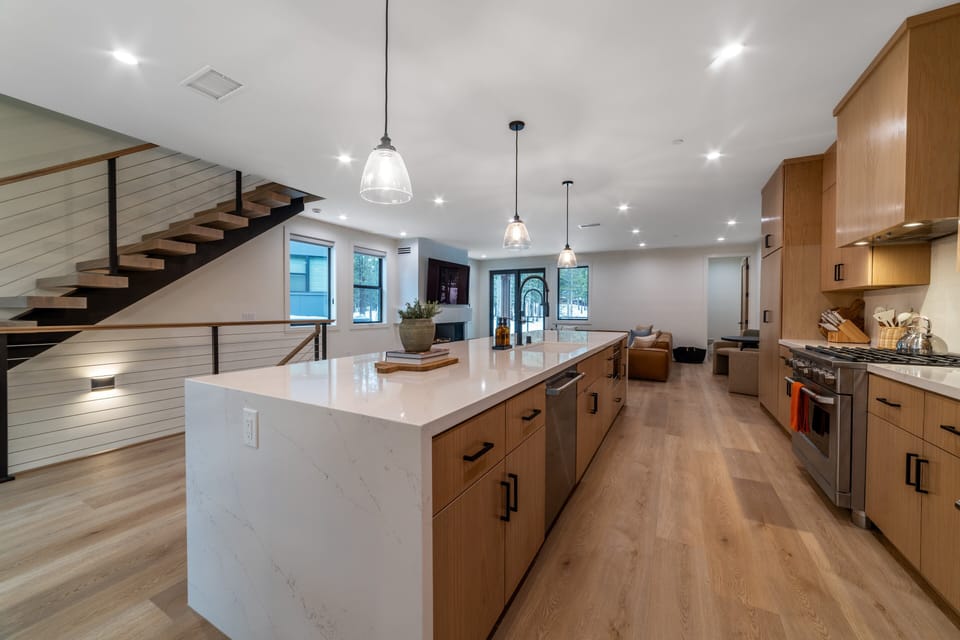 Kitchen open to living area.