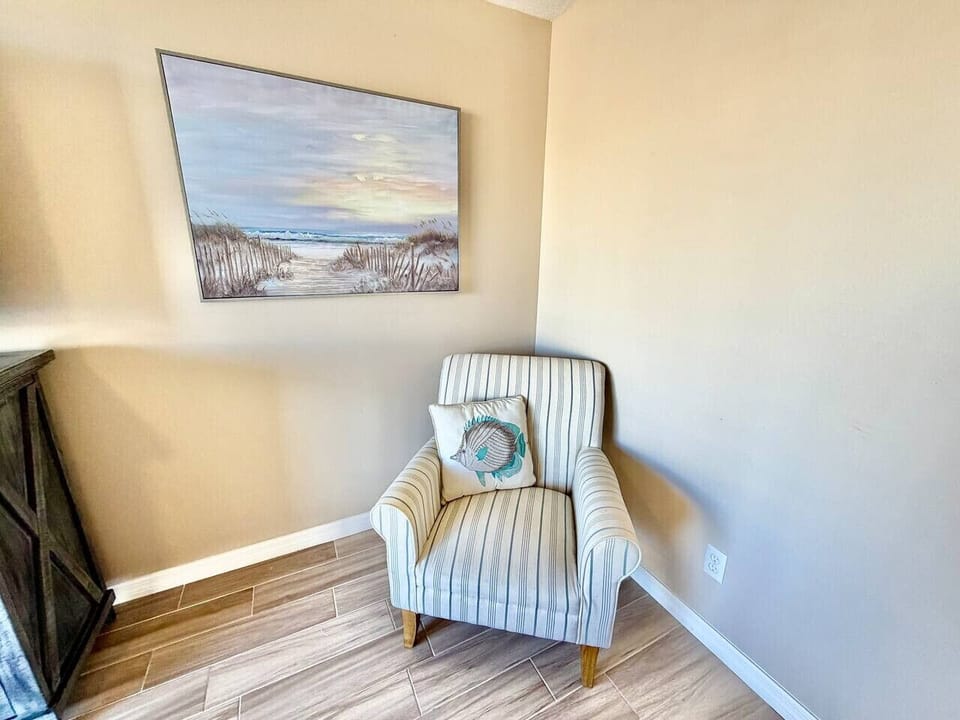 Primary suite with calm coastal feel — perfect for restful extended stays