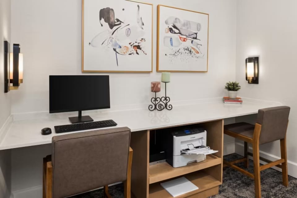 Stay productive with a quiet workspace for printing and planning.