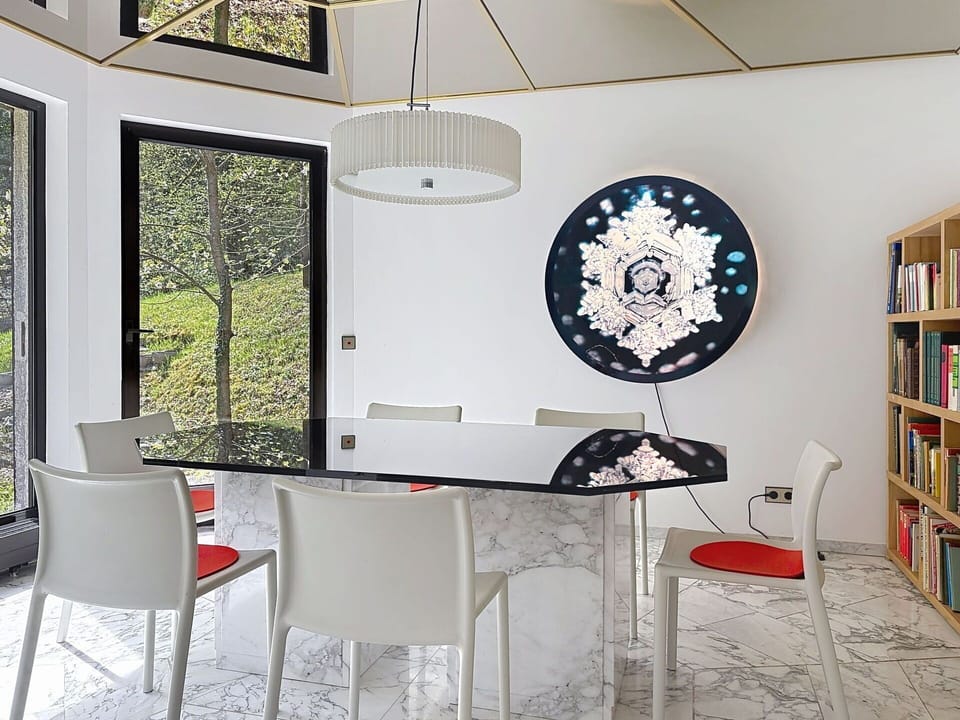 Furniture, Interior Design, Table, Flooring, Chair, Floor, Kitchen & Dining Room Table, Lighting, Dining Room, Glass