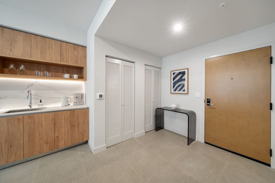 Clean entryway with extra storage space