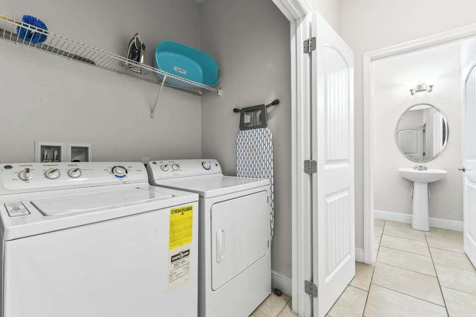 LAUNDRY ROOM (1st Floor):  Full-Size Washer & Dryer, Iron & Ironing Board