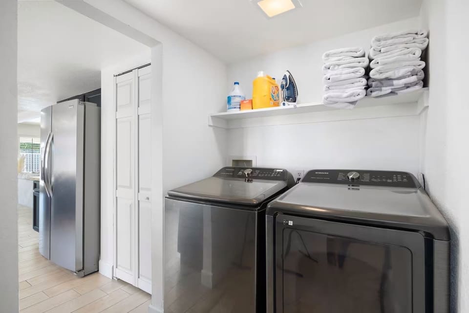 In-unit washer, dryer, and all the towels you need
