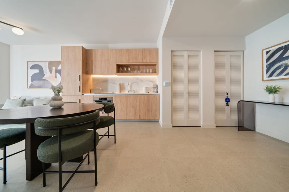 Bright open dining and kitchen space