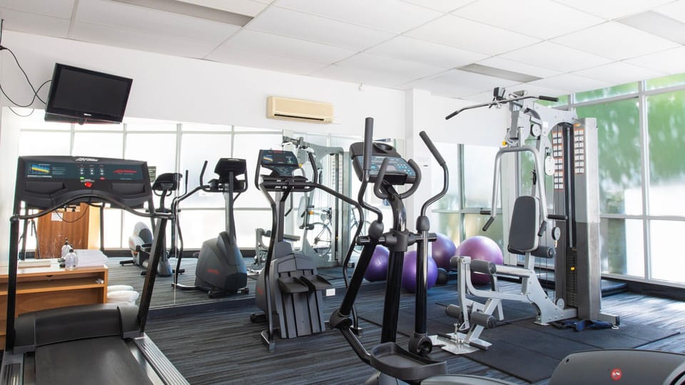 Fully equipped shared gym space to help you stay active during your stay.