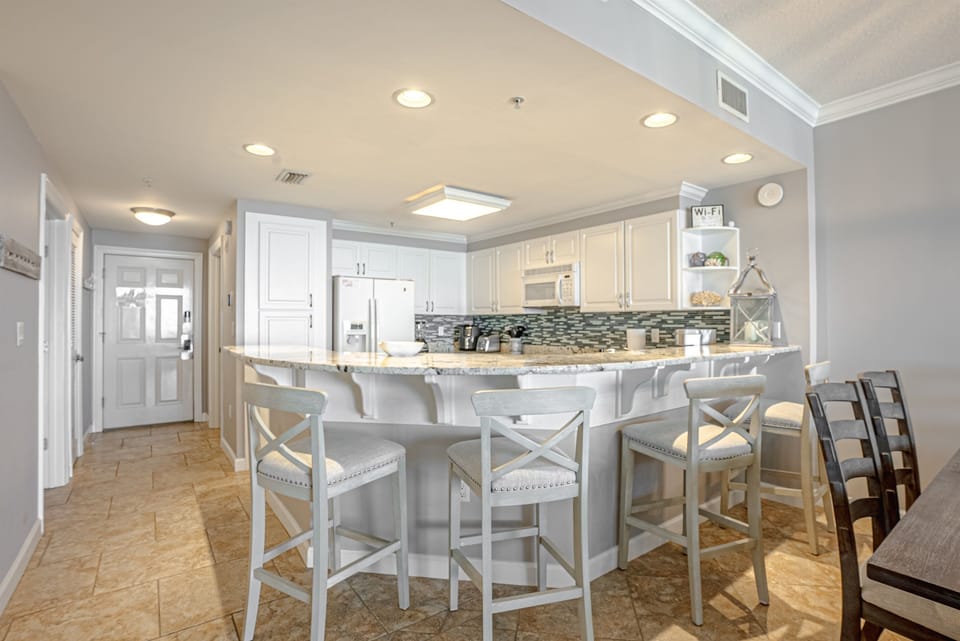 Kitchen with bar seating