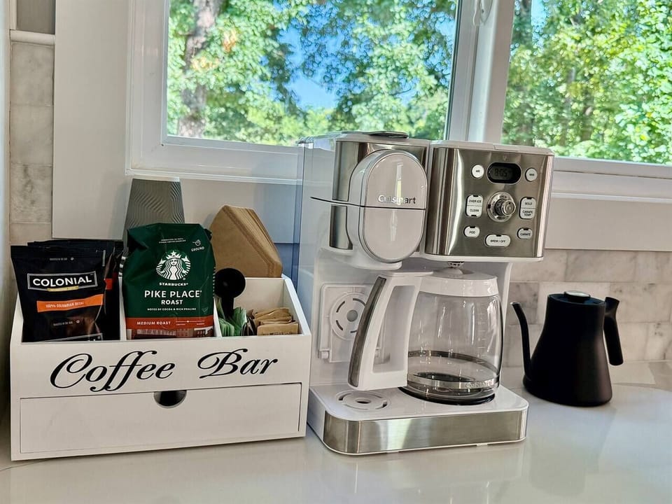 2 coffee/tea bars (one on each floor) offer everything you need to make a great pot or cup of coffee, or if you prefer, tea.