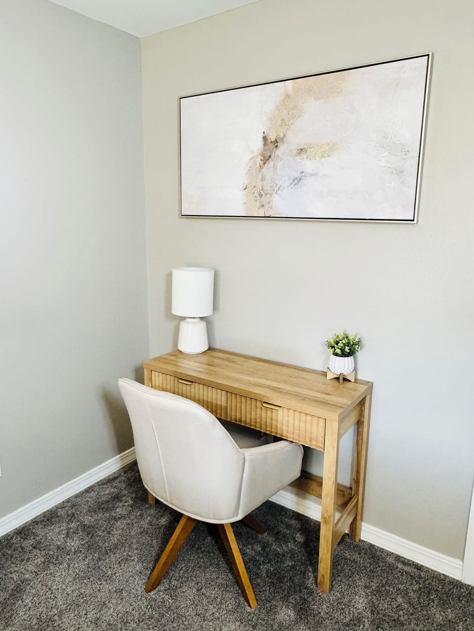 Dedicated workspace with desk and comfortable chair