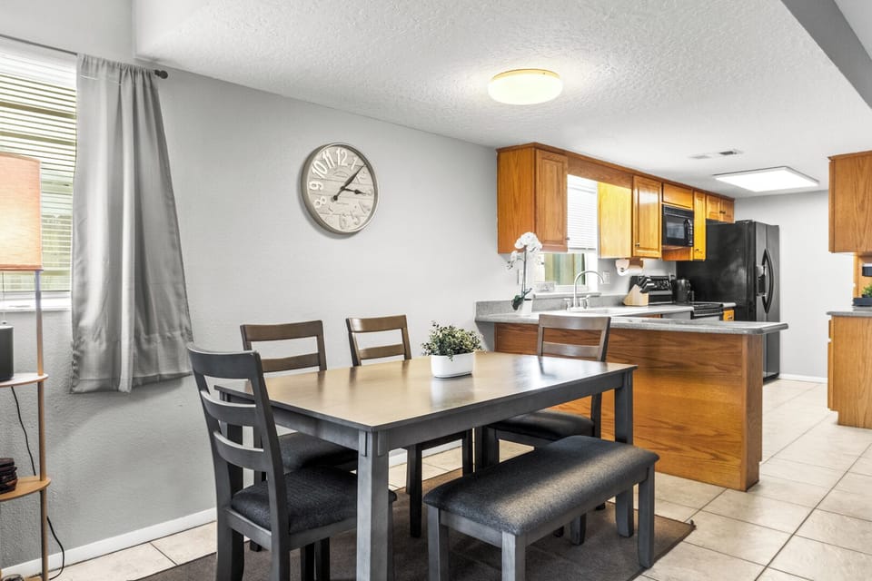 Dining table seats six