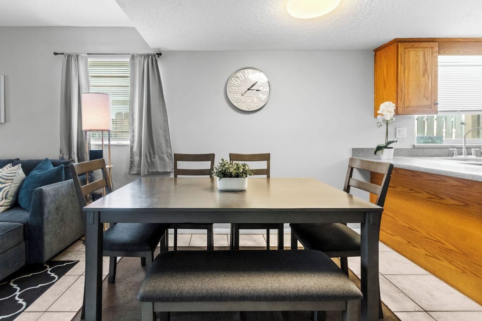 Dining table seats six