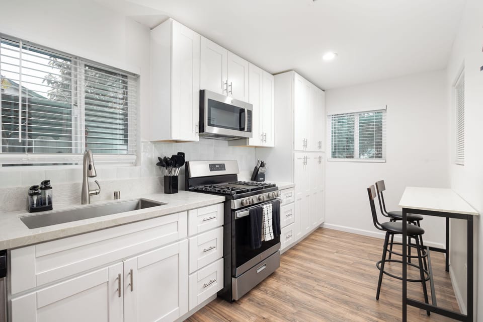 Fully equipped kitchen for group meals.