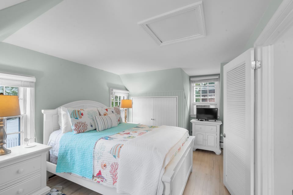 Second-floor bedroom TV