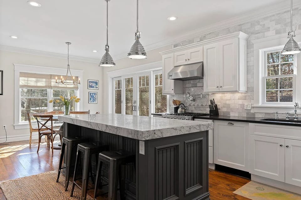 Viking appliances and a stunning island in this gourmet kitchen
