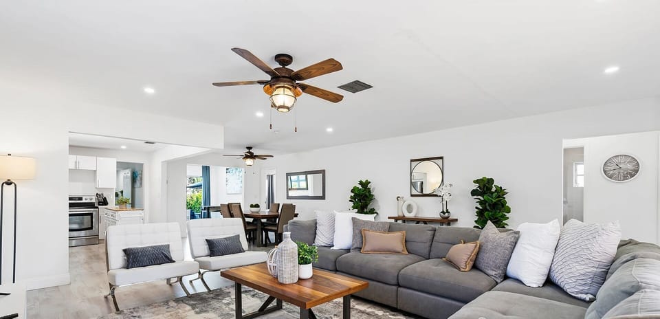 Living area with large comfortable sofa