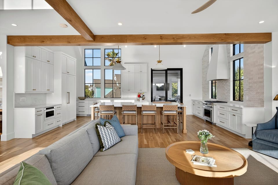 Living Room Opens to Expansive Kitchen