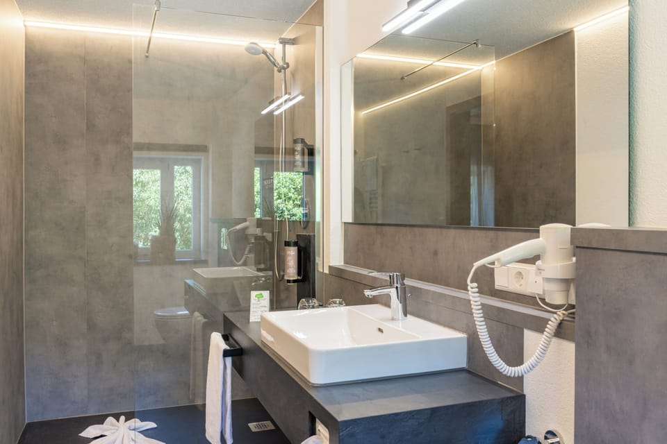 Comfort Double Room | Bathroom | Shower, free toiletries, hair dryer, bathrobes