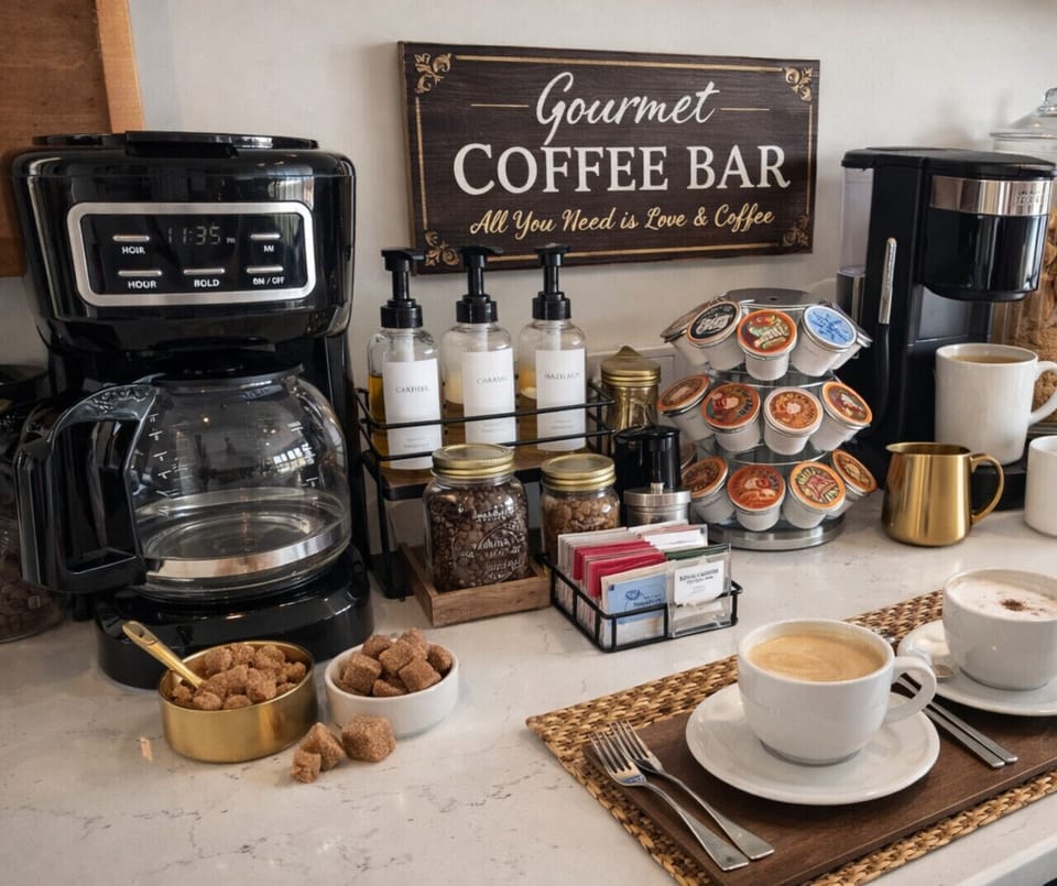 Start your day right with this fully stocked coffee bar