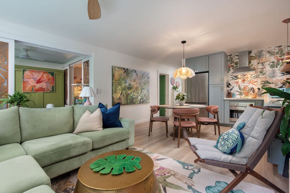 Comfortable seating for lounging, reading, or planning your island days.