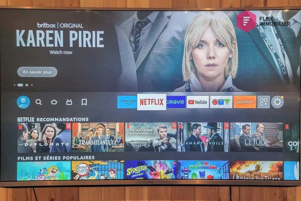 Vous aurez accès à notre abonnement Netflix gratuitement sur la TV dans la salle familiale !!!