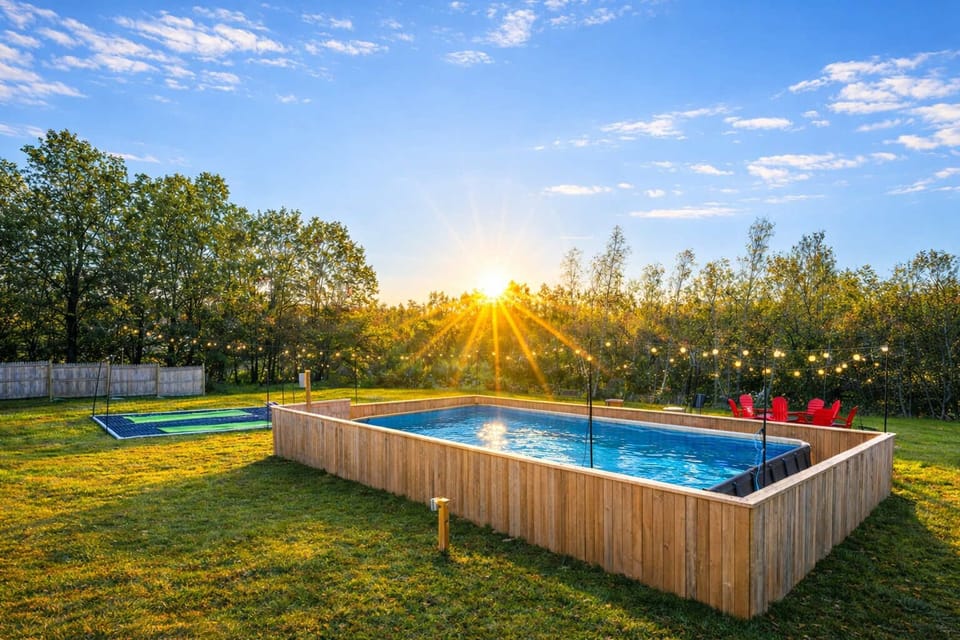 Sunrise views over the private pool—your perfect morning.
