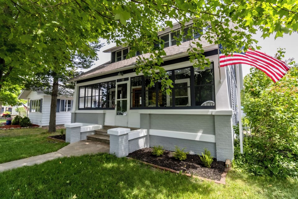 Street Side - The front of the house along the residential street. There is street parking available on this side during the summer.