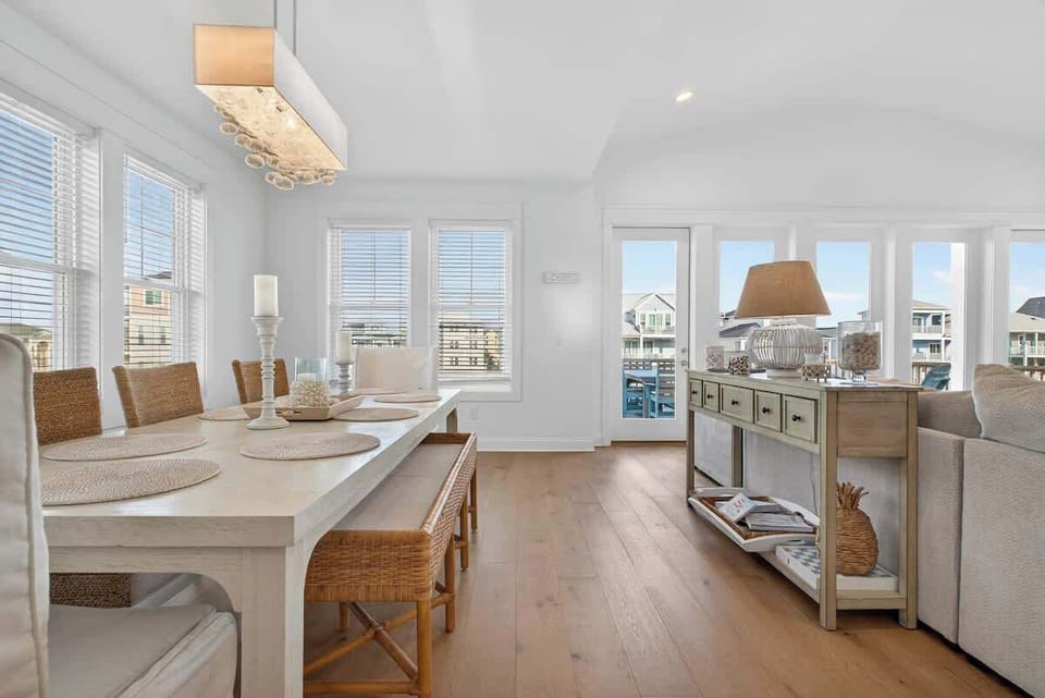 Natural light and simple décor create an inviting dining setting.
