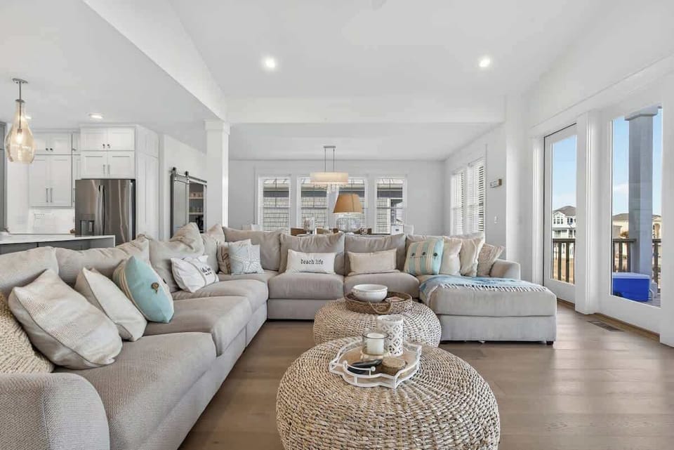 Kick back after a beach day in this airy, inviting living room.